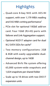 DS181+ SPECS AND HARDWARE LIST SUMMARY