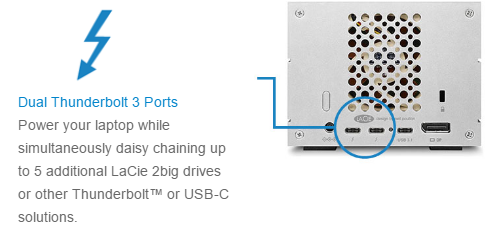 LaCie 2big Dock with Thunderbolt 3 2-Bay RAID solution for Mac and Windows Thunderbolt3 port