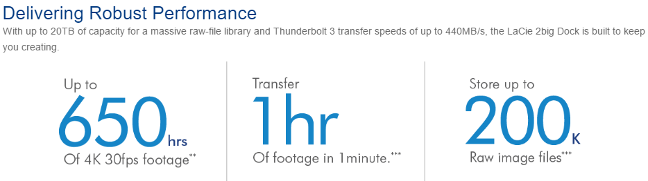 LaCie 2big Dock with Thunderbolt 3 2-Bay RAID solution for Mac and Windows speed