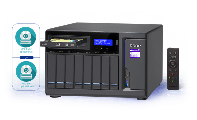 The QNAP TVS-882BRT3 provides Easy installation, quick backup and sharing