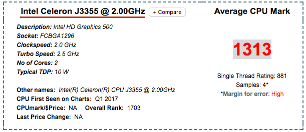 Intel Celeron J3355 DS218+ NAS CPU