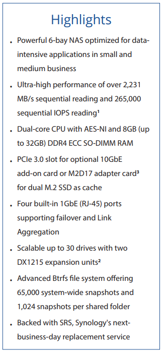 The Powerful Synology DS3018xs 6-Bay Diskstation NAS Server – Specs