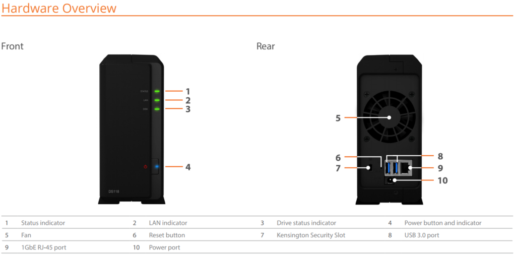 DS118 1-Bay NAS Specs and Data Sheets available 5