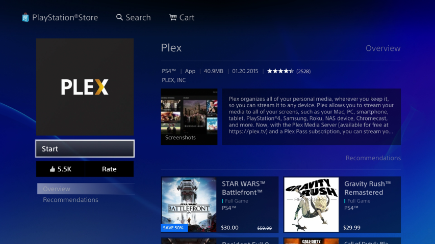 plex on playstation 4