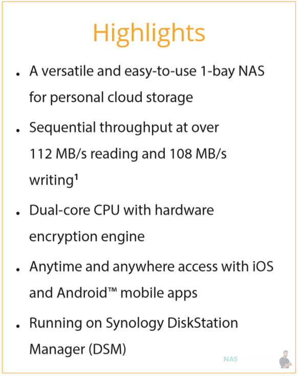 Synology DS119j NAS – Specifications and DataSheets – NAS Compares