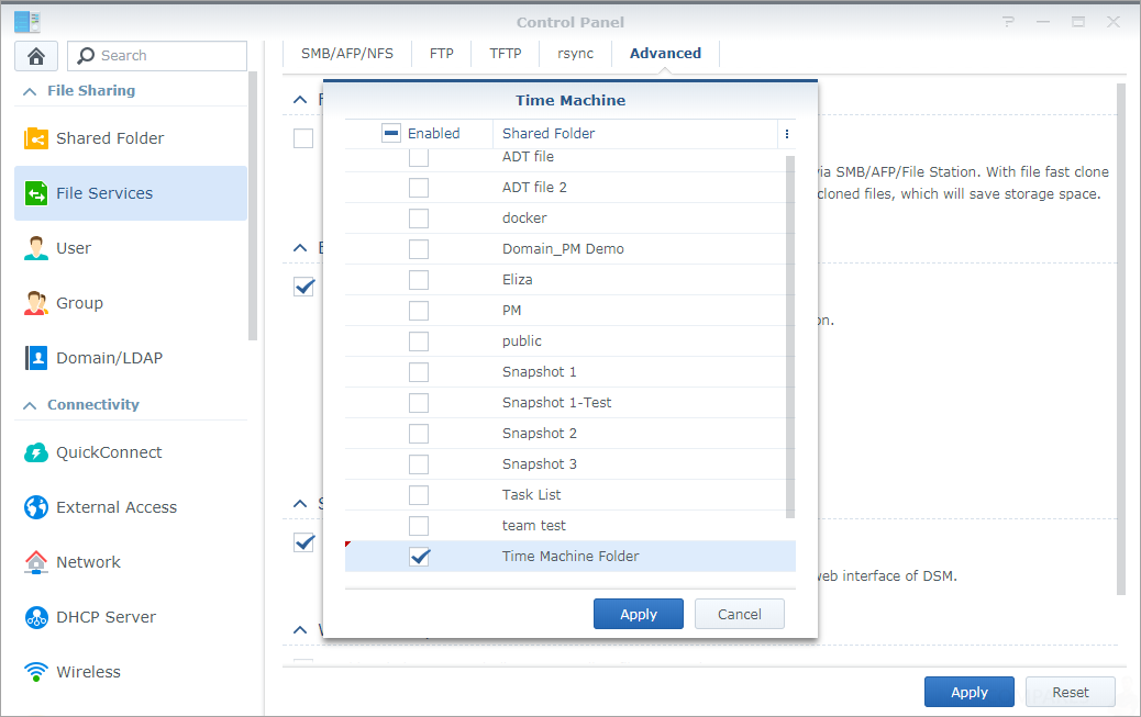 synology nas time machine long backup