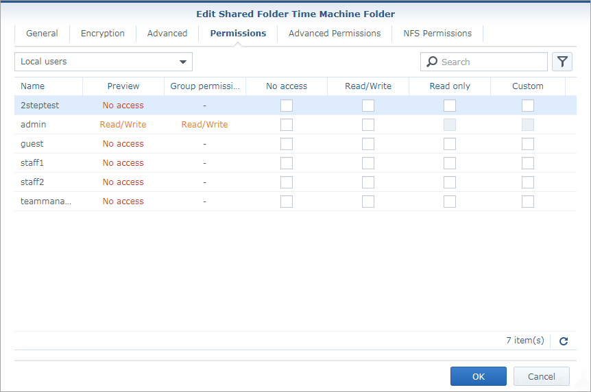 viewing remaining quota synology nas time machine