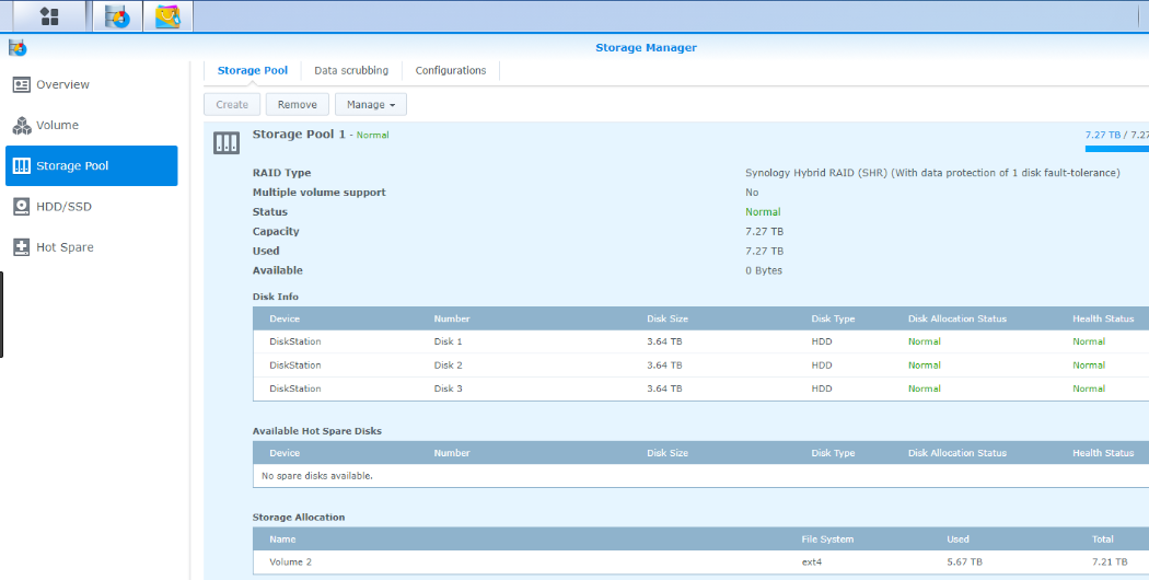 Partitioning, creating multiple volumes, on multiple HDD in a 4-bay NAS