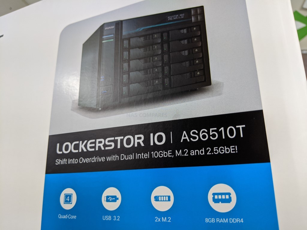 ASUSTOR AS6510T 10 Bay NAS Lockerstor 10 - Quad-Core - Dual 10GbE+2.5GbE -  8GB DDR4 - 2 M.2 Slots
