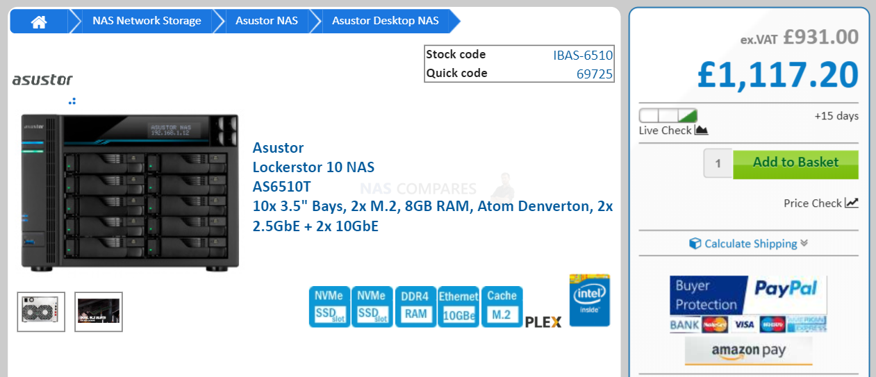 Asustor AS6510T 10 Bay Lockerstor 10 Desktop Enterprise NAS