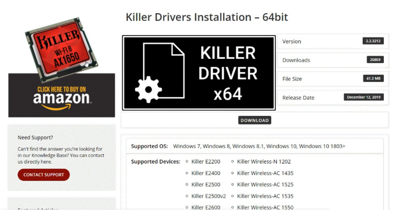 how to install just killer network drivers