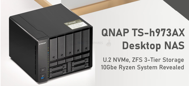 QNAP TS-h973AX NAS Desktop NAS with U.2 NVMe, ZFS 3-Tier Storage 