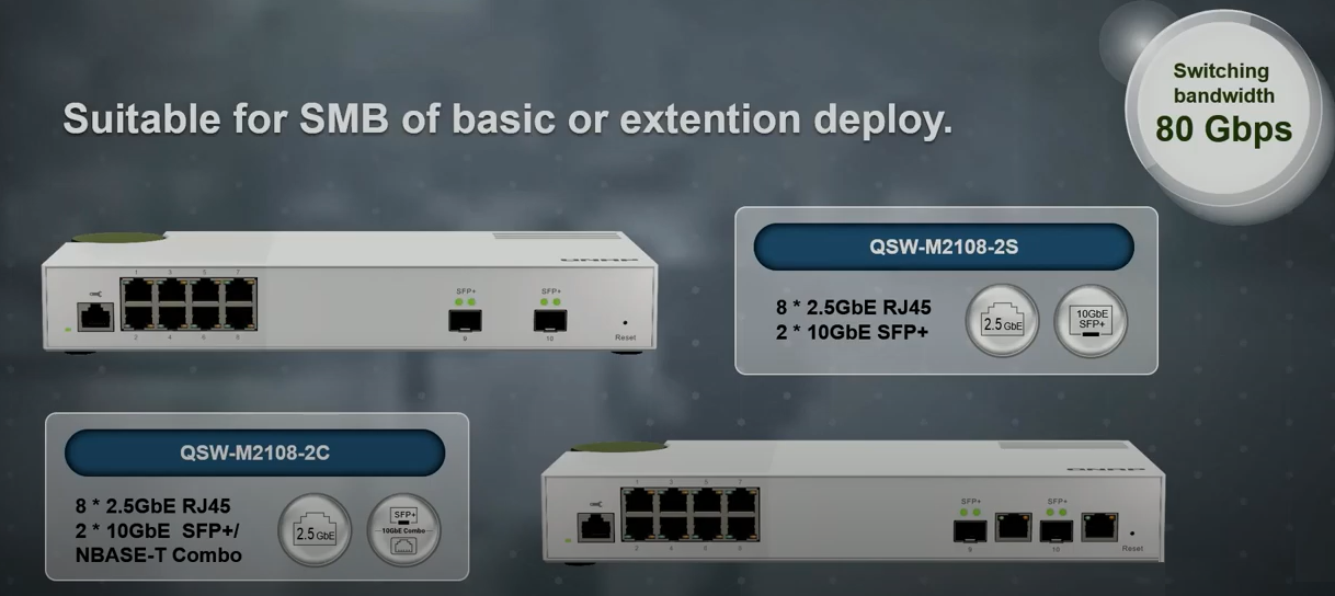 Qnap new 10GbE / 5GbE / 2.5GbE  switches  QSW-M2108-2S and QSW-M2108-2C