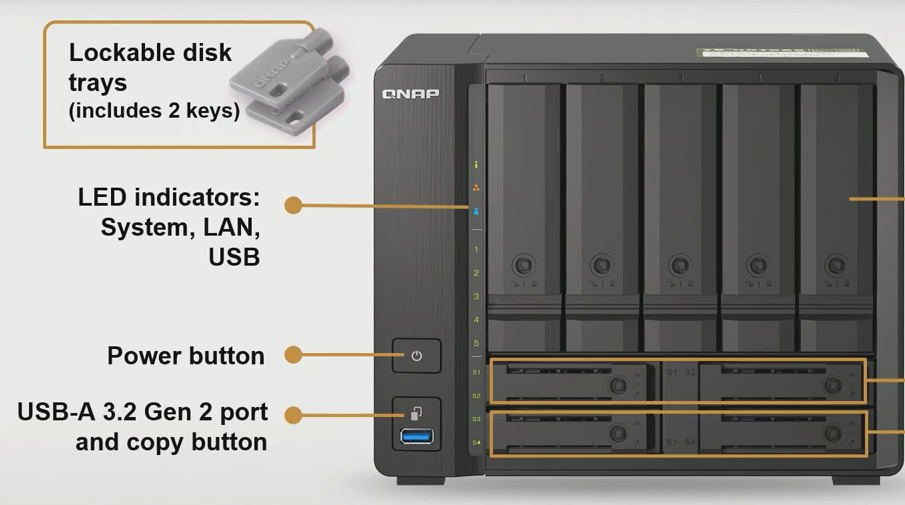 TS h973AX 10GbE QuTS hero 5 bay 4 SSD NAS AMD Ryzen V1500B 4C