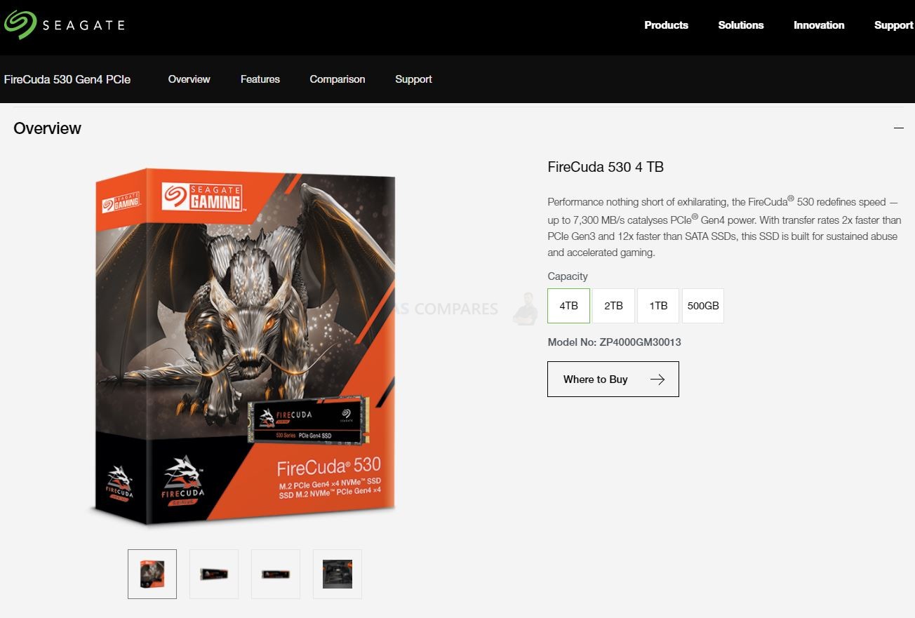 Seagate FireCuda 530 4TB Solid State Drive - M.2 PCIe Gen4 ×4 NVMe 1.4,  speeds up to 7300 MB/s, Compatible PS5 Internal SSD, 3D TLC NAND, 1275 TBW