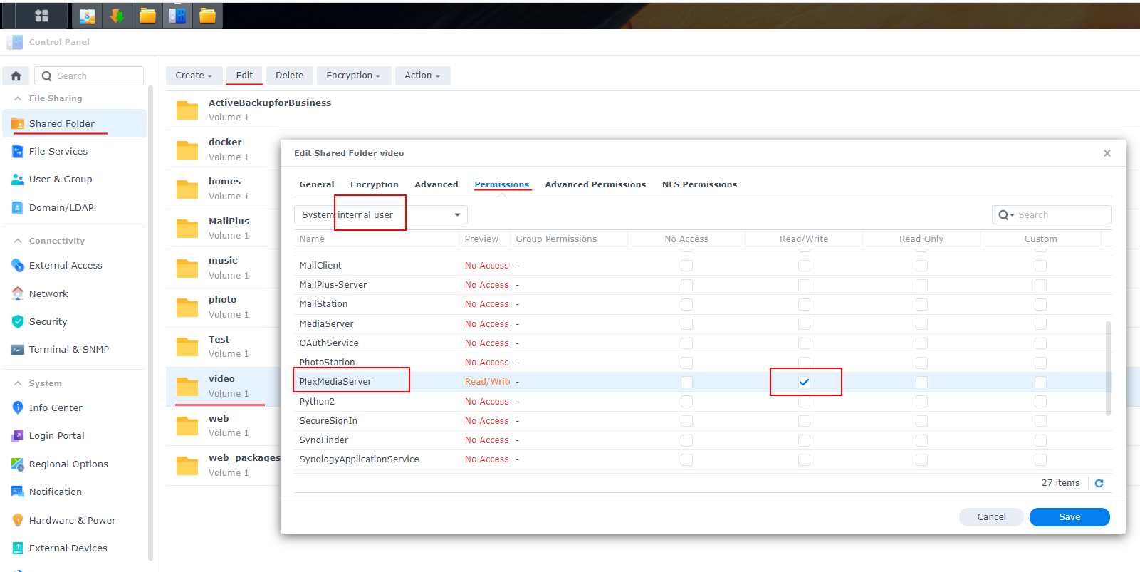 Plex Library Folders Empty – Synology DSM7