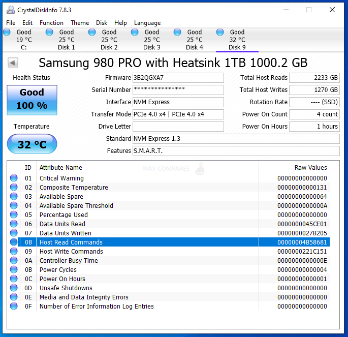 Disque SSD 500 Go Gen.4 NVMe Samsung M.2 980 PRO MZ-V8P500BW