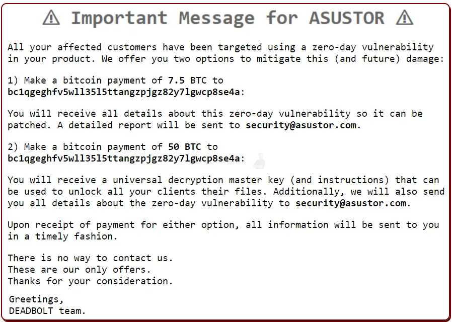 Update: Asustor - How to Eliminate Deadbolt From NAS Devices