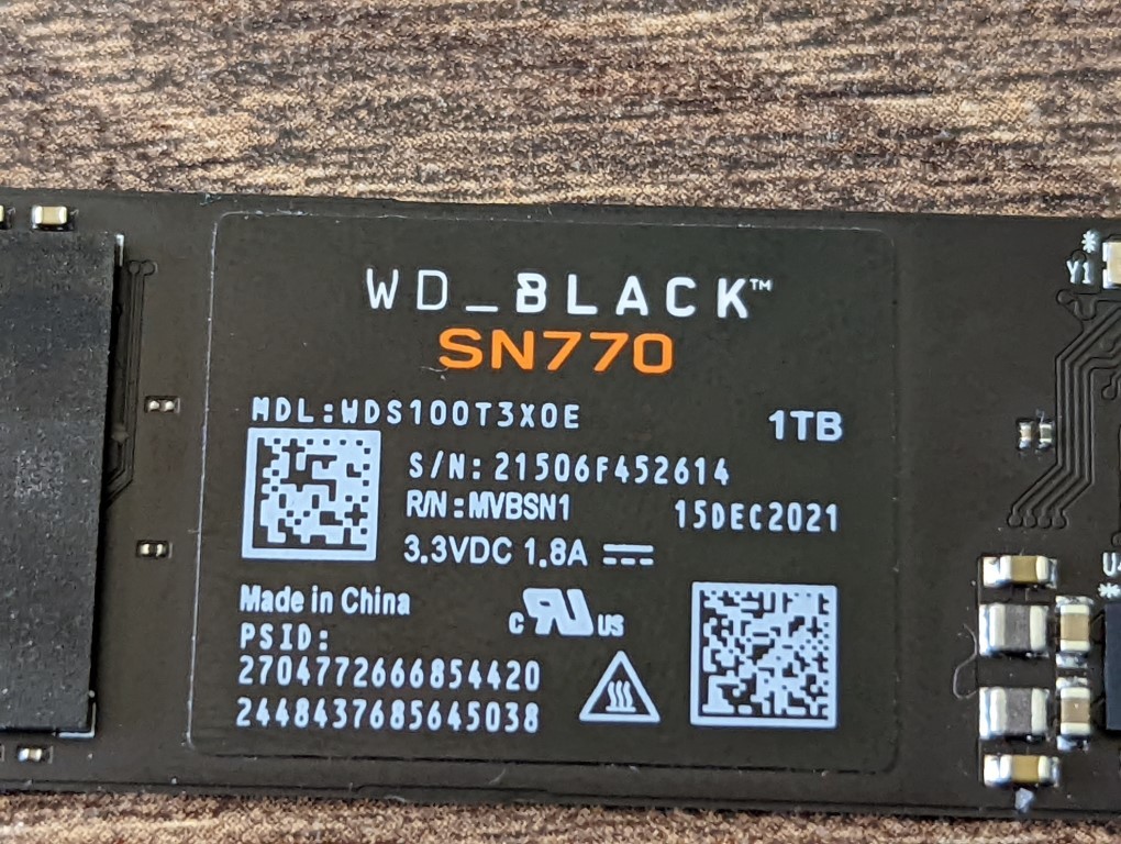 WD SN770 1TB NVME BLACK SSD – Build my pc