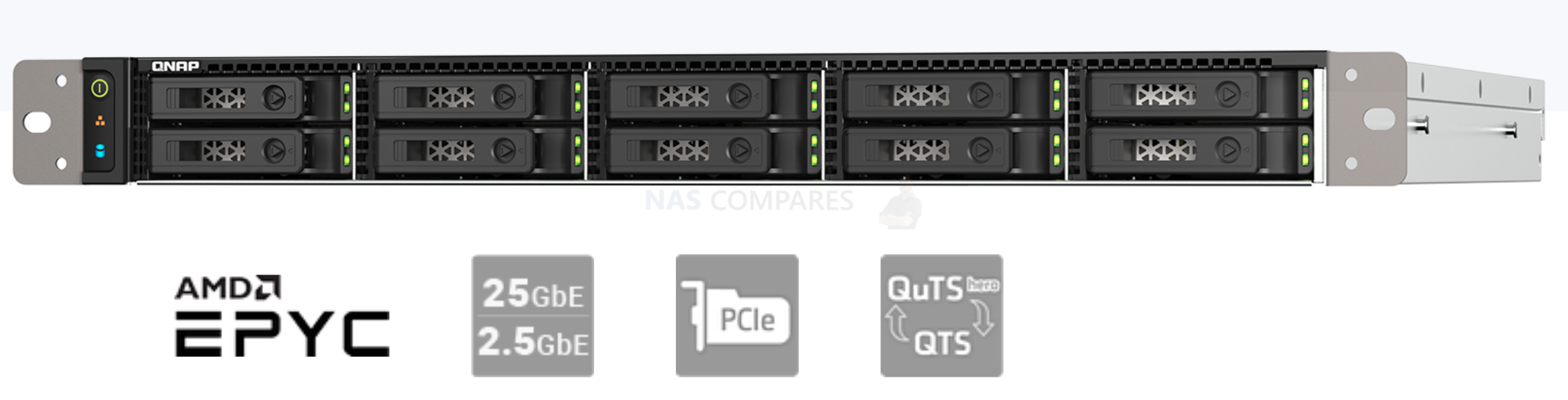 Qnap TS-h1090FU NVME (U.2) 1U 10bay AMD based SSD NAS