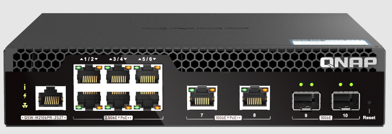 Qnap QSW-M2106PR-2S2T Half-width Rackmount 10GbE and 2.5GbE PoE++