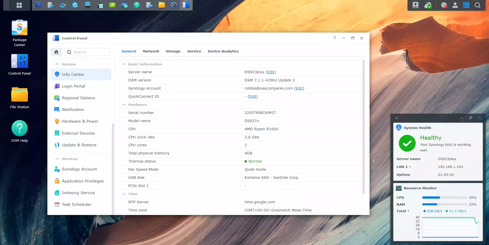 Screenshot · Brave Browser Synology-DS923 - Synology NAS · 2023-01