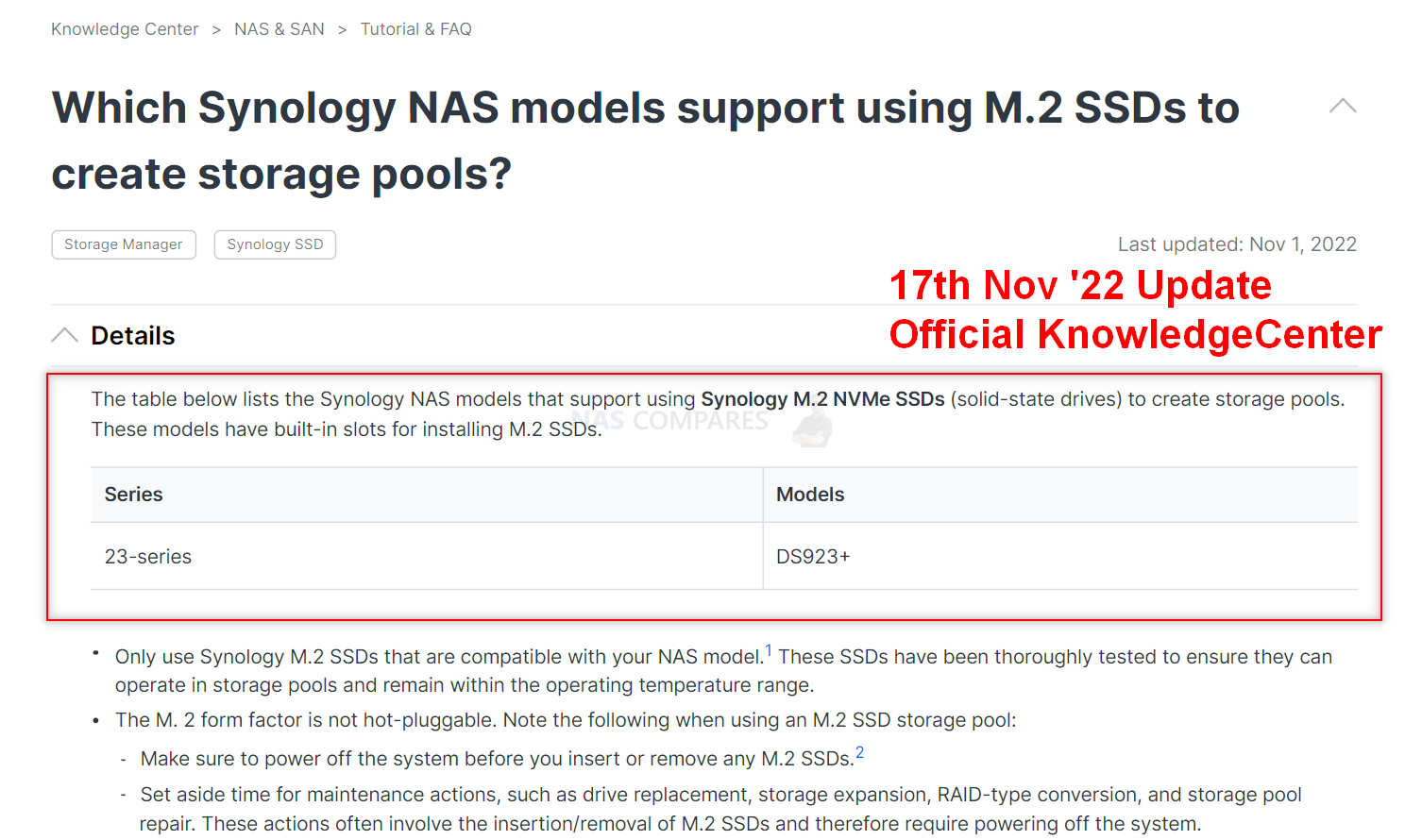 Can you use an NVMe (M.2) drive for storage on a Synology NAS