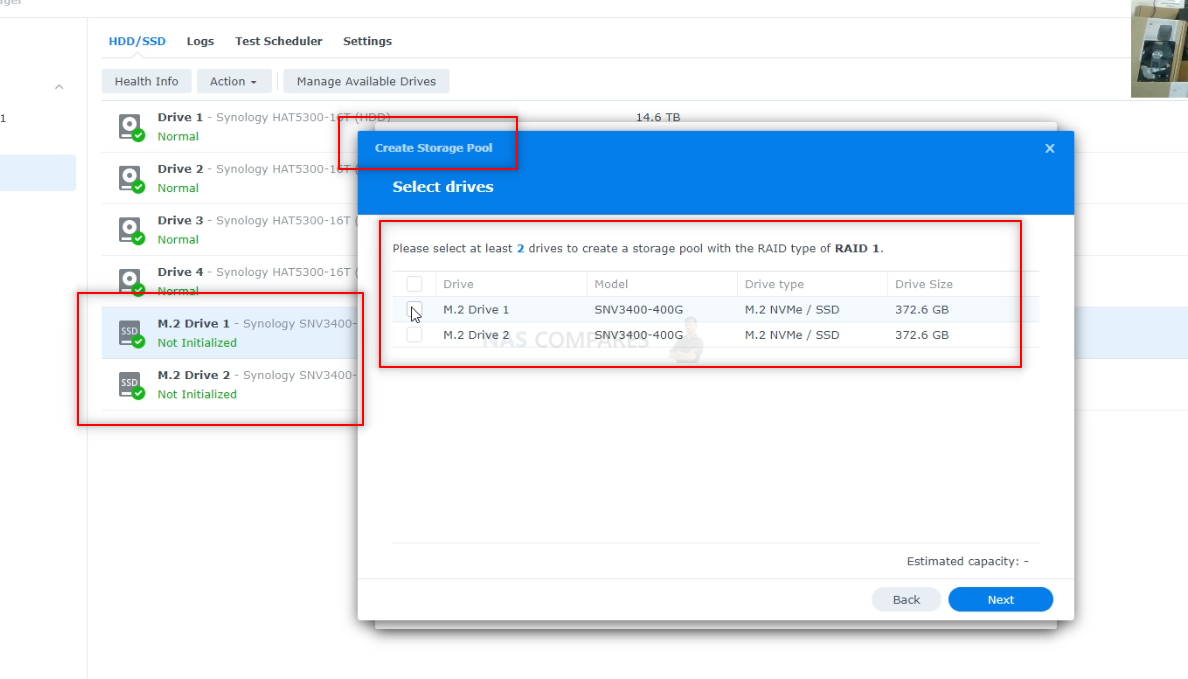 Synology DiskStation DS223 2tb NAS 2x1000gb Crucial MX500 SSD Drives  Installed