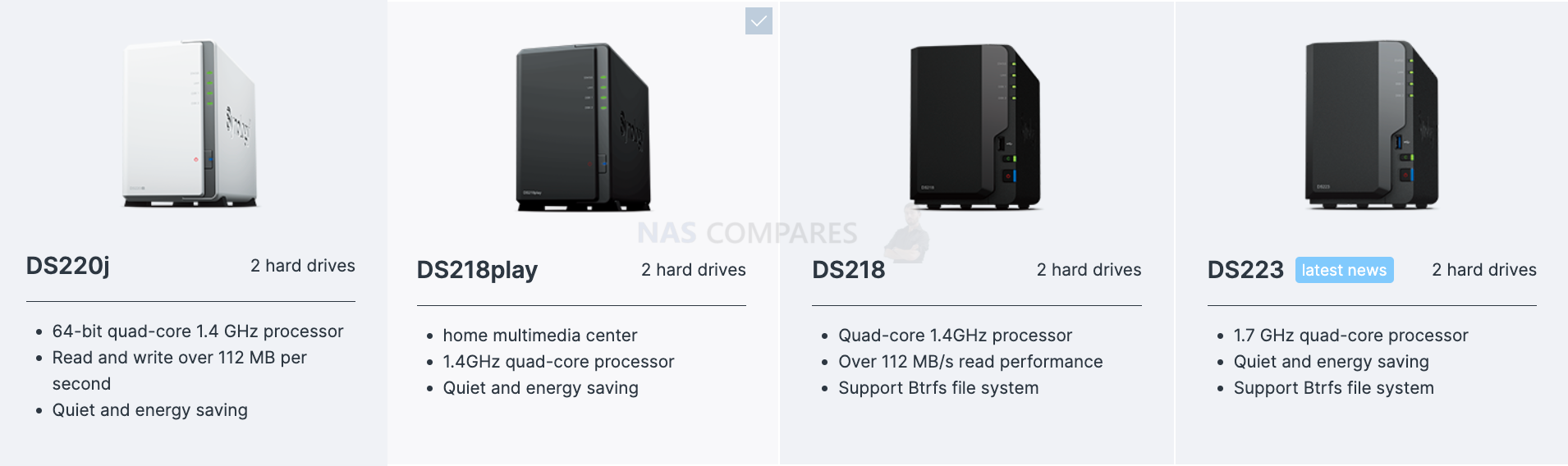DS223 vs DS220j vs DS218 vs DS218play