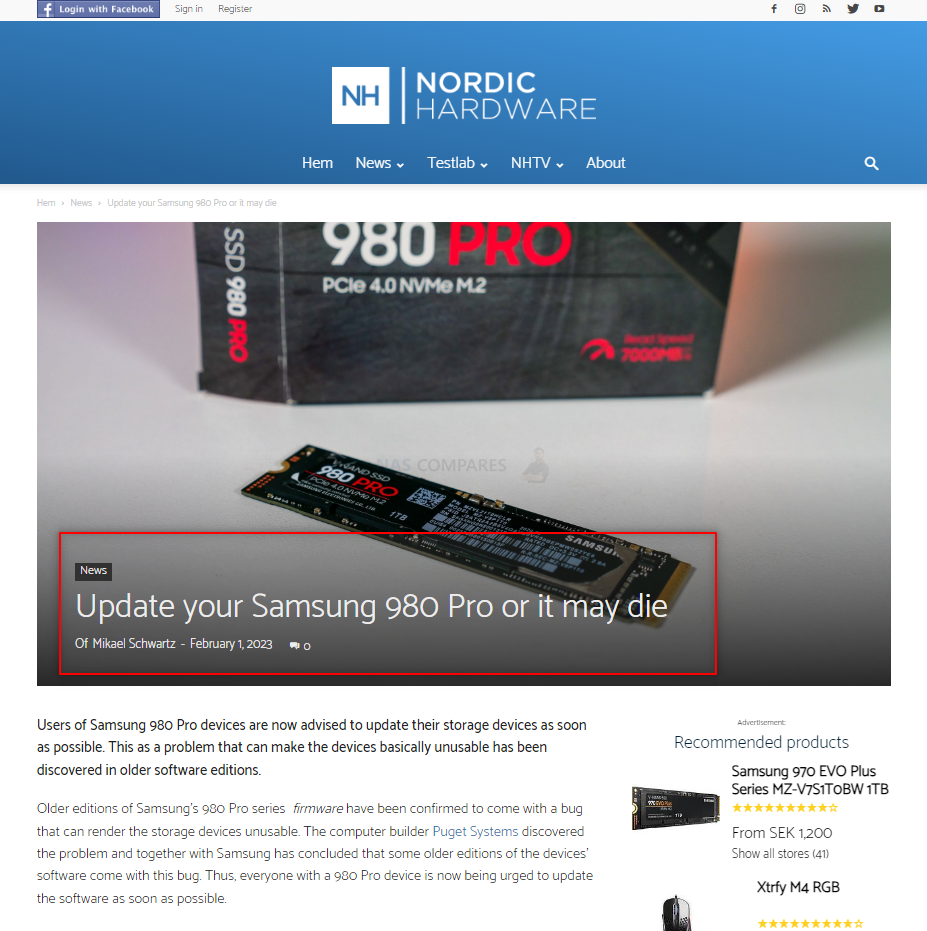 Samsung Issues Fix for Dying 980 Pro SSDs