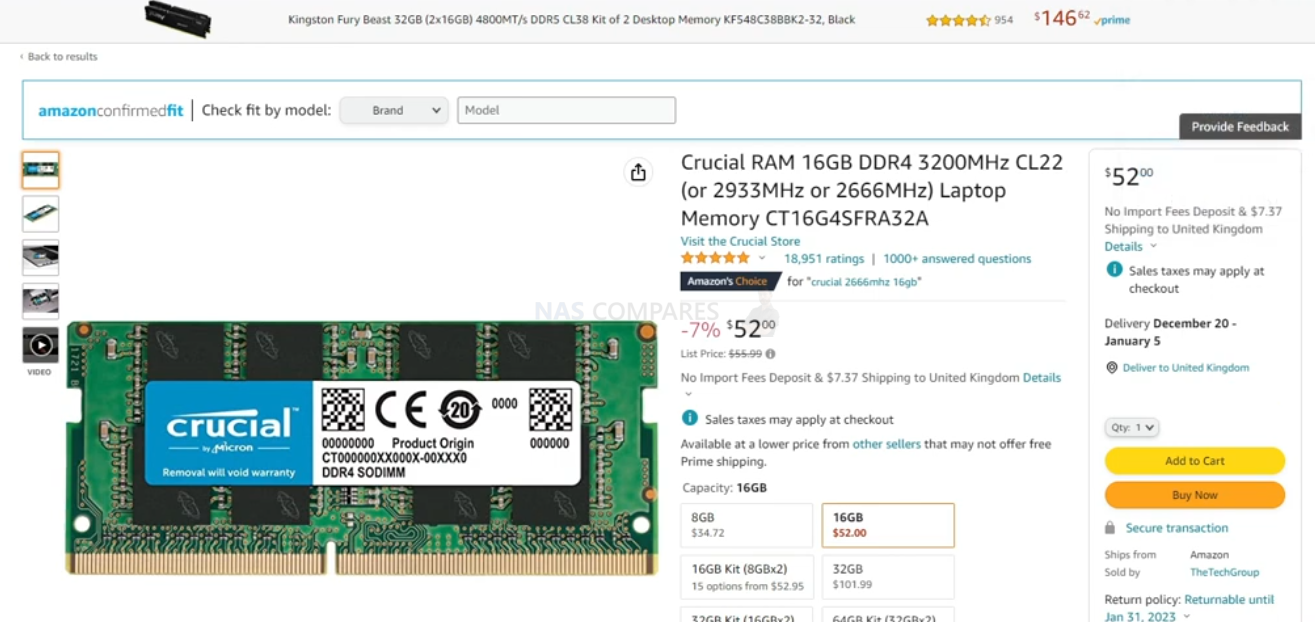 Crucial 16 Go (1 x 16 Go) DDR4 2666 MHz CL19 DR SO-DIMM